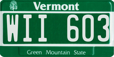 VT license plate WII603