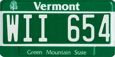 VT license plate WII654