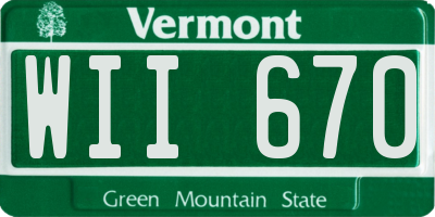 VT license plate WII670
