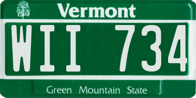VT license plate WII734