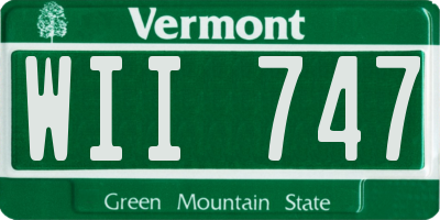 VT license plate WII747