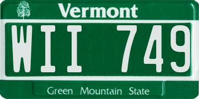 VT license plate WII749