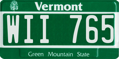 VT license plate WII765