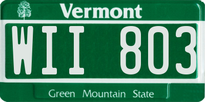 VT license plate WII803
