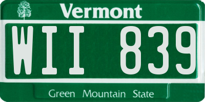 VT license plate WII839