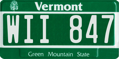 VT license plate WII847