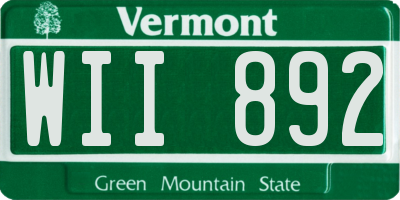 VT license plate WII892