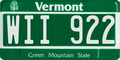 VT license plate WII922