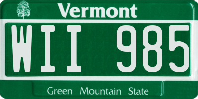 VT license plate WII985