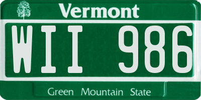 VT license plate WII986