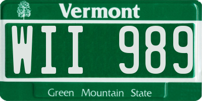 VT license plate WII989