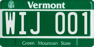 VT license plate WIJ001