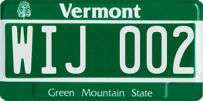 VT license plate WIJ002