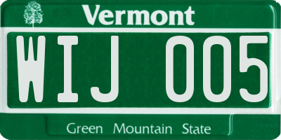VT license plate WIJ005