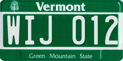 VT license plate WIJ012