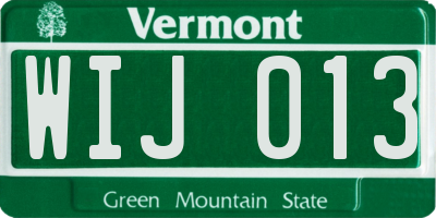 VT license plate WIJ013