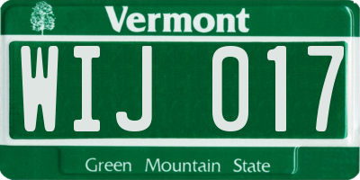 VT license plate WIJ017