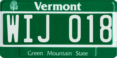 VT license plate WIJ018