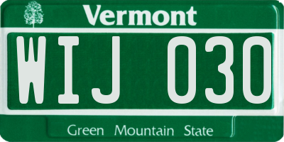 VT license plate WIJ030
