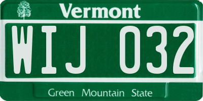 VT license plate WIJ032