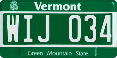 VT license plate WIJ034