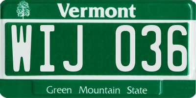 VT license plate WIJ036