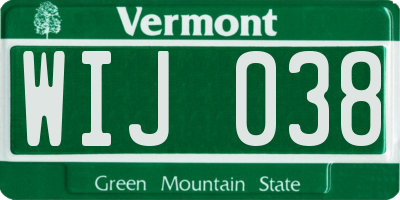 VT license plate WIJ038