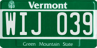 VT license plate WIJ039