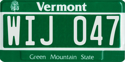 VT license plate WIJ047
