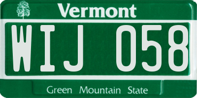 VT license plate WIJ058