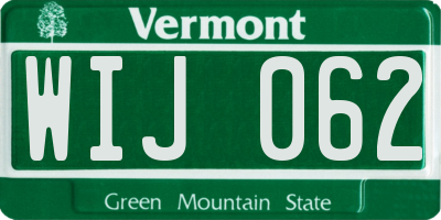 VT license plate WIJ062