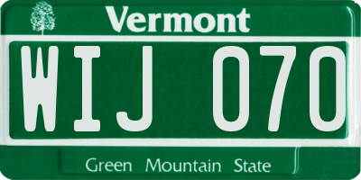 VT license plate WIJ070