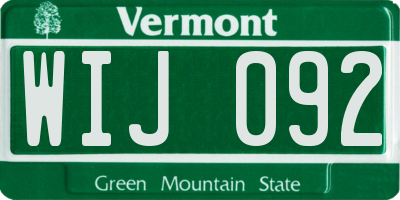 VT license plate WIJ092