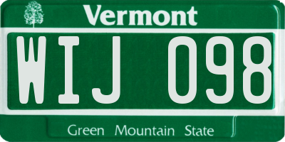 VT license plate WIJ098
