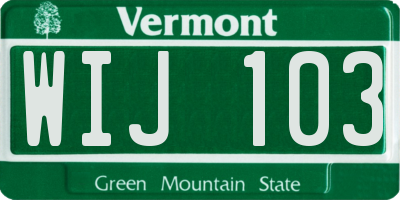 VT license plate WIJ103
