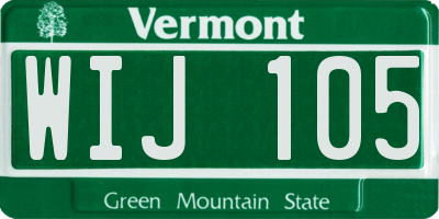 VT license plate WIJ105