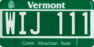 VT license plate WIJ111