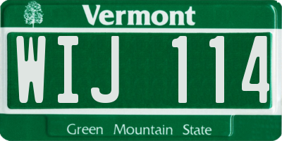 VT license plate WIJ114