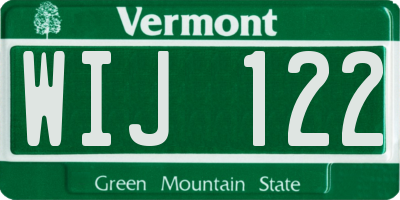 VT license plate WIJ122