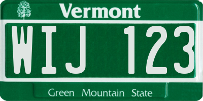 VT license plate WIJ123