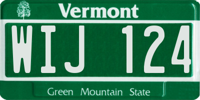 VT license plate WIJ124