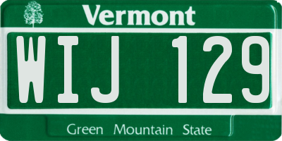 VT license plate WIJ129