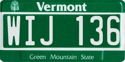 VT license plate WIJ136