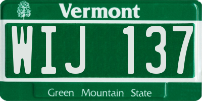 VT license plate WIJ137