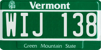 VT license plate WIJ138