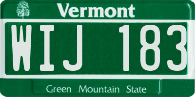 VT license plate WIJ183