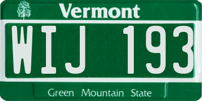 VT license plate WIJ193