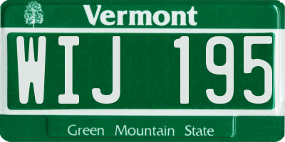 VT license plate WIJ195