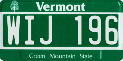 VT license plate WIJ196