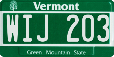 VT license plate WIJ203